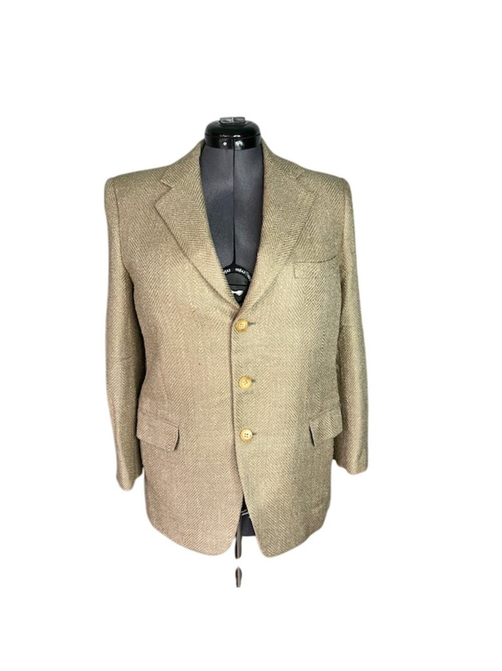 blazer herringbone Vintage 1980s tan bespoke